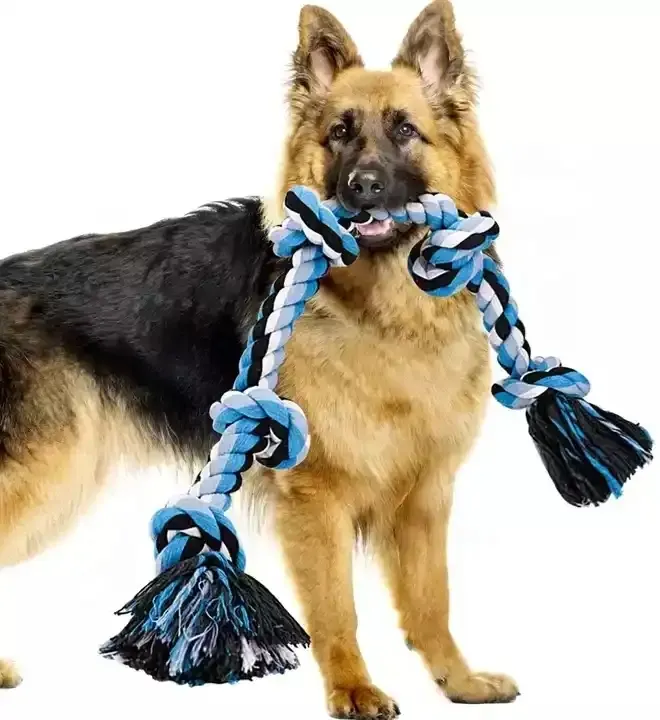 Mainan tali anjing tahan banting untuk pengunyah agresif 5 knot Tug of War Dog Toys untuk anjing besar Medium