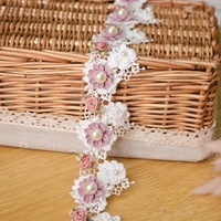 Série de fleurs féériques, dentelle brodée à la main, fleurs 3D, perles pour accessoires vestimentaires, sacs, chaussures, rideaux, bordures de col DIY