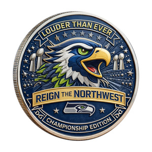 Pièce de monnaie commémorative des Seattle Seahawks, artisanat métallique, décoration sur le thème de la culture du football américain, souvenir pour les fans - Product Image 2