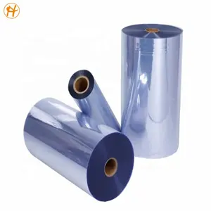 0.2mm şeffaf mavi PVC film % 100% geri dönüştürülmüş film termoform ve kelebek ve yaka desteği