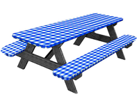 HuiHe Couverture de nappe ajustée en vinyle pour table de pique-nique et banc, motif à carreaux, doublure à dos en flanelle, 28x72 pouces, ensemble de 3 pièces
