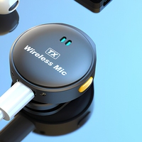 Mini microphone cravate sans fil à bouton rond, double micro de col, avec étui de charge LED pour smartphone, streaming en direct et vlogging