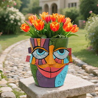 Picasso-Gesicht Harz-Blumentopf Abstrakte Kunst Skulpturaler Blumentopf im Kubismus-Stil für Heim- und Bürodekoration Einzigartiges Geschenk Großhandel