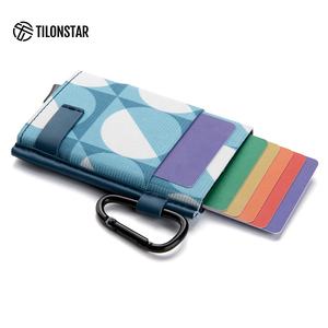 TILONSTAR TVC213 Boîtier en aluminium de qualité supérieure Conception de poche à élasticité élégante Porte-carte de crédit RFID Pop Up avec anneau Porte-clés - Product Image 3