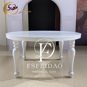 Comedor Mesa de comedor redonda moderna con tapa de MDF blanco - Product Image 6