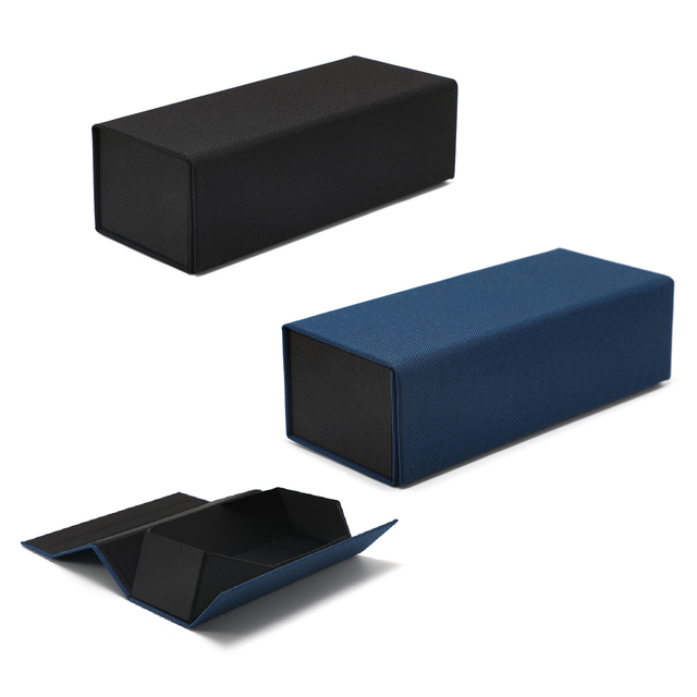 OEM Flip up Foldable Sunglasses Boxes Magnetic Triangle Square Folding Glasses Case Recycled