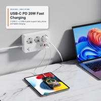 XR-EU-B3U 3 Prizli USB-C PD 20W 2500W Güç Şeridi Uzatma Soketi, Ofis ve Ev için 2m 3m 5m Kablolu