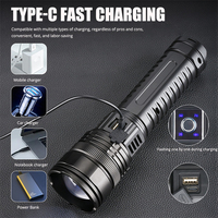 Lampe torche tactique super lumineuse de 10 000 lumens, portée de 1 000 m, puissante, rechargeable, zoomable, lanterne LED avec lumière arrière