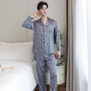 Pijama <span class=keywords><strong>de</strong></span> seda helada para hombre, pantalones largos <span class=keywords><strong>de</strong></span> manga larga con solapa, traje <span class=keywords><strong>de</strong></span> noche <span class=keywords><strong>de</strong></span> dos piezas, ropa <span class=keywords><strong>de</strong></span> dormir <span class=keywords><strong>de</strong></span> talla grande <span class=keywords><strong>de</strong></span> satén para otoño <span class=keywords><strong>2022</strong></span> - Product Image 3