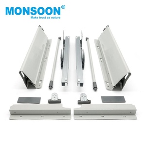 Sistema de Cajones Telescópicos Ocultos para Puerta de Armario de Cocina, Guía de Cajón de Metal Blanco Tipo D, Sistema de Cajones Multbox-High con Juego de Rieles Redondos - Product Image 1