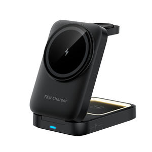 Tre-in-uno caricabatterie Wireless per telefoni <span class=keywords><strong>cellulari</strong></span> <span class=keywords><strong>Apple</strong></span> portatile qc3. 0 15W supporto di ricarica per Desktop a ventosa magnetica funzione pieghevole - Product Image 5