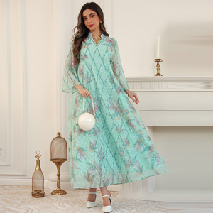 Nuevo Vestido Musulmán <span class=keywords><strong>de</strong></span> Moda Árabe <span class=keywords><strong>de</strong></span> Oriente Medio con Bordado <span class=keywords><strong>de</strong></span> Poliéster Estampado, Manga Larga, para <span class=keywords><strong>Mujer</strong></span>, 2026 - Product Image 3