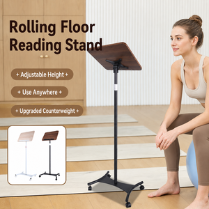 Escritorio de Lectura Plegable <span class=keywords><strong>con</strong></span> <span class=keywords><strong>Ruedas</strong></span> y Altura Ajustable, Mesa Móvil para Portátil, Soporte para Libros y Partituras para Hogar, Oficina y Estudio - Product Image 3