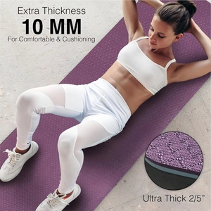 Tapete de Yoga y Pilates de TPE de 8mm/10mm de Grosor con Correa de Transporte Fácil de Ajustar, Antideslizante y Acolchado para Ejercicios en el Gimnasio - Product Image 5