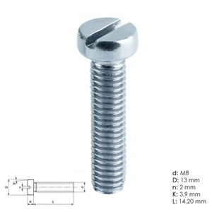 Vite cilindrica in metallo zincato con scanalatura M08x30 mm. DIN84 - Product Image 1