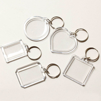 Porte-clés en acrylique transparent personnalisé pas cher avec logo imprimé numériquement, cadre photo en plastique vierge, insert transparent pour photo
