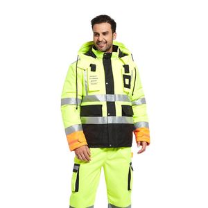 HIGH VISIBILITY <strong>INSULATED</strong> HI VIS REFLECTIVE ROAD WORK SAFETY JACKET SETS CARGO PANTS - Product Image 3