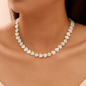 Collar Rinntin PSN11 con Cuentas de Perlas en Forma de Corazón Azul y Blanco, Collar Gargantilla con Dije de Plata de Ley 925 - Product Image 3