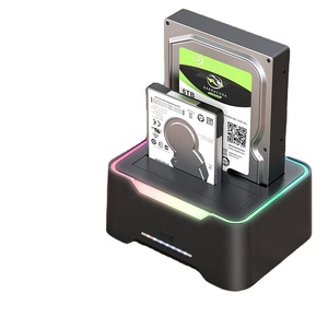 USB Type-C 3.1 để SATA kép bay RGB đèn hiệu ứng đĩa cứng cơ sở 2.5/ 3.5inch HDD SSD bên ngoài ổ cứng Thùng - Product Image 2