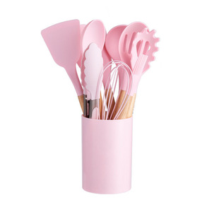 Silicone Wooden Handle Non-Stick Eco-Friendly Cookware <strong>Set</strong> Dishwasher Oven <strong>Microwave</strong> Freezer Safe Kitchen Utensil <strong>Set</strong> Elegant - Product Image 4