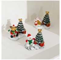 Mini figurines de Noël en résine : Bonhomme de neige, Père Noël, rennes – Ensemble de décorations de scène de village pour table, en stock