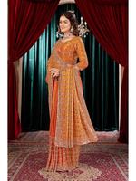Abhi Fashion Designer Heavy Fandy Satin Saree dengan Hiasan Manik-Manik dan Bordir, Termasuk Blus Stylish, Cocok untuk Pernikahan India Gujarat