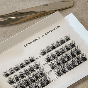 A casa crea il tuo marchio di ciglia all'ingrosso Black Clear Band Strip Lashes 3D Faux Mink Pre Cut Segment Lashes - Product Image 1