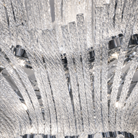 Lustre moderne en verre de Murano doré, suspension de plafond, intensité variable, hauteur réglable, design Palmette, CRI 90 élevé, garantie 5 ans, pour salon