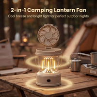 Lanterne de camping rechargeable 2 en 1, ventilateur portable, lampe de tente LED, ventilateur rotatif, charge USB, lampe d'urgence extérieure