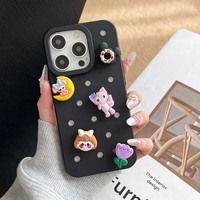 Coques de téléphone portable 3D DIY pour iPhone 13 14 15 Pro Max, dessins animés amusants, silicone souple, trous et breloques, compatibles avec tous les modèles