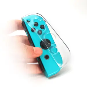 RALAN untuk Joycon grip casing TPU lembut 2 in 1 penutup NS bening dengan 6 buah pegangan hitam