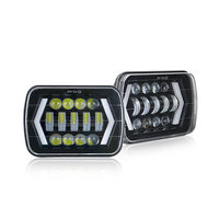 Phares LED 5x7 7x6 7 pouces 40W 12V, feux de croisement et de route, avec anneau lumineux DRL Angel Eye, pour Jeep XJ Wranglers, SUV tout-terrain, garantie 2 ans