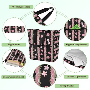Bolsa de Libros con Diseño Hawaiano de Puakenikeni, Bolsas de Hombro Reutilizables, Bolsa de Compras de Gran Capacidad para Libros Escolares - Product Image 3