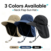 Topi Lebar Anti UV UPF50+ dengan Penutup Leher, Ringan, Cocok untuk Hiking dan Memancing, untuk Pria Wanita, Logo Custom OEM