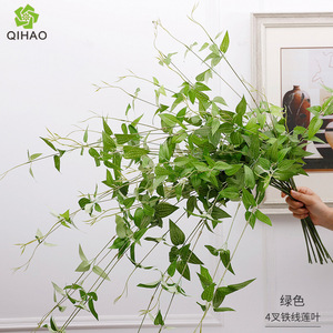 ใบคลีมาติสประดิษฐ์สีเขียวจาก Qihao ต้นไม้ผ้าไหมสำหรับตกแต่งงานแต่งงานในร่ม ของตกแต่งบ้านที่มีความสมจริงสูง - Product Image 3