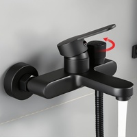 Robinet de douche monocommande en alliage de zinc à prix usine avec inverseur, montage mural 2 trous, noir mat, pour baignoire