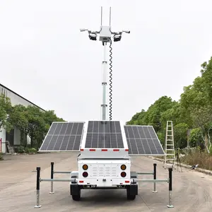 Portable Surveillance Trailer With LED Lamps And Backup Generator