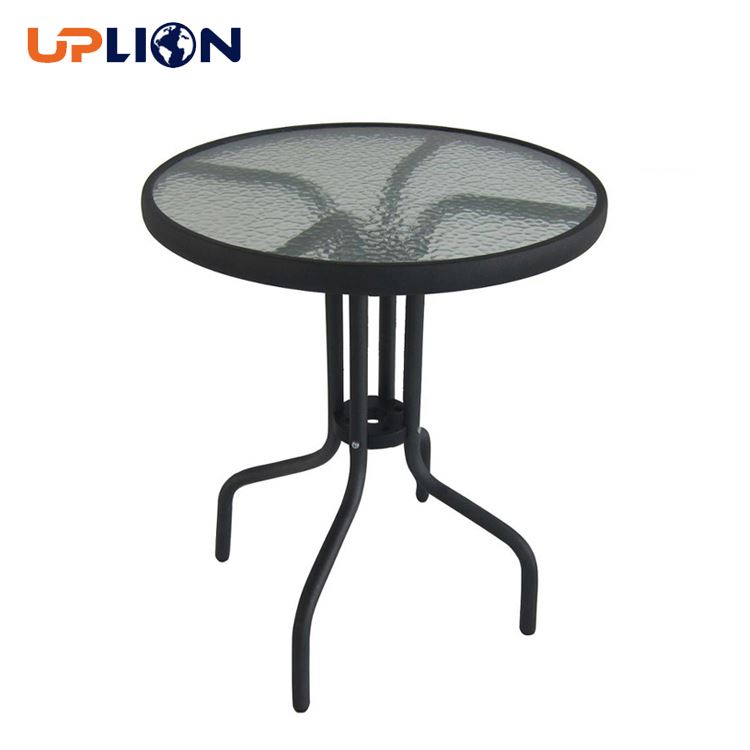 Uplion Mobilier d'extérieur en métal de haute qualité Table basse de bistro Table ronde en verre trempé de jardin