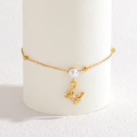 Bracelet en acier inoxydable pour femme, best-seller transfrontalier, avec perle minimaliste en or 18 carats et pendentif crabe mignon