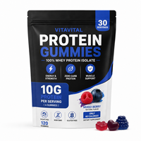 Permen Kunyah Whey Protein Isolate 10g Protein Rasa Campuran Berry Pendukung Otot Bebas Gula 120 Buah Label Pribadi OEM Suplemen Diet