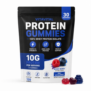 Gomitas de Proteína de Suero Aislada 10g, Sabor Bayas Mixtas, Apoyo Muscular, Sin Azúcar, 120 Unidades, Marca Privada OEM, Suplemento Dietético - Product Image 1