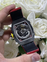 Montre automatique mécanique de luxe pour homme, ultra-fine, en fibre de carbone, avec cristal saphir, tourbillon, cadran ajouré, sportive, étanche