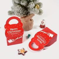 Boîte en papier pliable portable de Noël, logo personnalisé, boîtes d'emballage pour bonbons à domicile