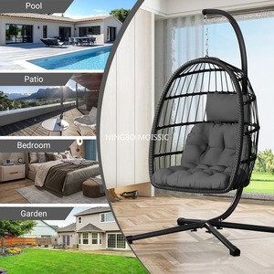 Chaise oeuf en aluminium épaissi avec support Patio rotin osier suspendu balançoire hamac chaise pour chambre en plein air porche jardin utilisation - Product Image 6