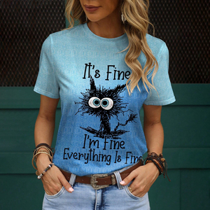 2024 femmes de haute qualité imprimé <span class=keywords><strong>chat</strong></span> <span class=keywords><strong>sweat</strong></span> femmes t-shirt en gros sweats tenue décontractée - Product Image 3