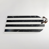 Planche à découper jetable en marbre rayé noir et blanc avec lignes de découpe, épaisseur 1,3 cm, plateau à fromage en marbre, assiette à dîner