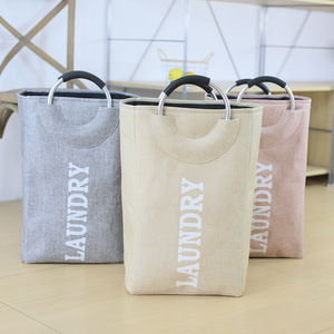 Laundry <b>Basket</b> Cotton Linen Rectangle <b>Foldable</b> Moisture Proof Thickened Storage Organizer For Clothes - Product Image 1