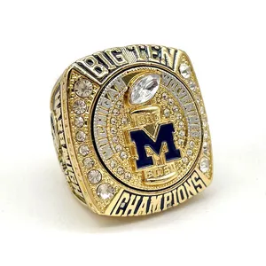 2021 Michigan Wolverines Football Big Ten National Team Championshiop Ring Wooden Box Fan Gift