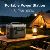 Générateur solaire portable 600W, batterie lithium, station d'alimentation 220V pour la maison, le camping, les camping-cars et les voitures