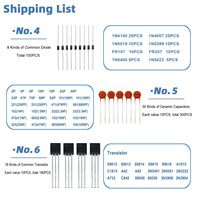 Kit d'assortiment de composants électroniques, 1410 pièces, résistances et condensateurs, diodes, transistors pour projets électroniques DIY